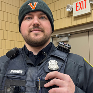 Police officer with safety lights